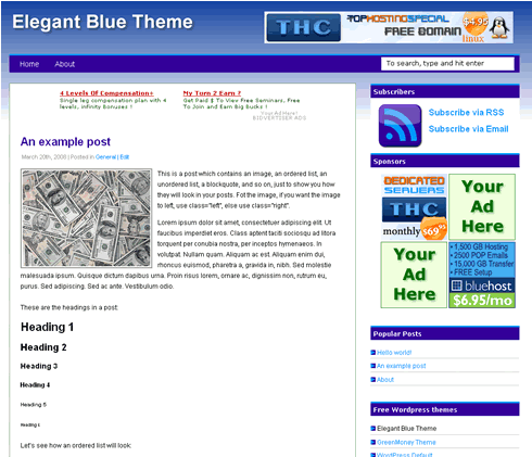 free wordpress theme elegant blue Elegant Blue   Free Wordpress Theme