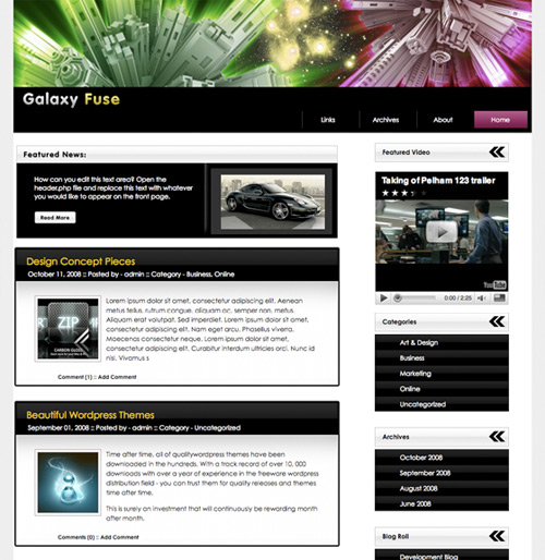 Galaxy Fuse ? 2 Column Free Wordpress Theme