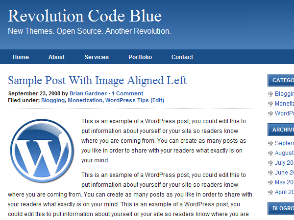 Revolution Code Blue Free Wordpress Theme