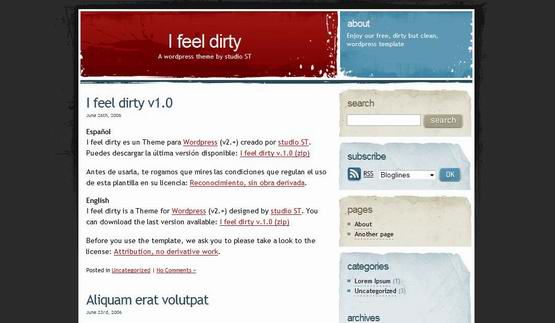 I Feel Dirty ? Free Wordpress Theme