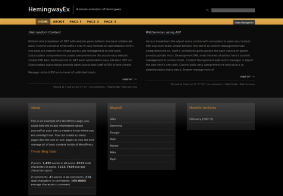 HemingwayEx ? Dark Black Wordpress Theme