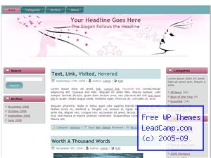 Pink Stars And Butterflies Free WordPress Template / Themes