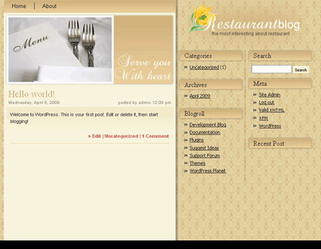 Free Wordpress Theme: WP Restaurant Blog