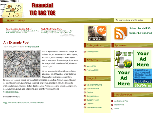 Financial TicTacToe ? Free WordPress Theme