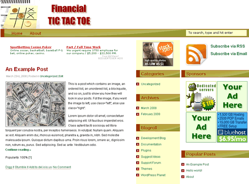 Financial TicTacToe ? Free Wordpress Theme