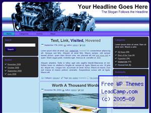 Metallic Blue Car Engine Free WordPress Template / Themes