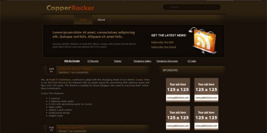 Copper Rocker ? Dark Glossy Brown WP Theme