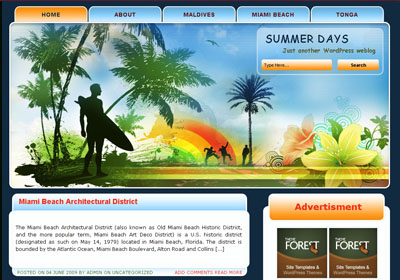 Free Wordpress theme - Summer Days