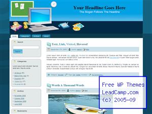 Blue Computer Desk Free WordPress Template / Themes