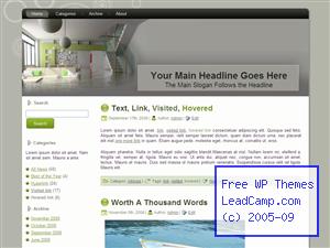 Modern Green Room Free WordPress Template / Themes