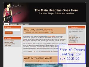 Pink Music Rocker Girl Free WordPress Template / Themes