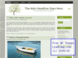 Green Wind And Leaves Free WordPress Template / Themes